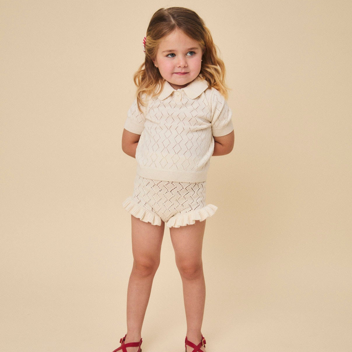 <Birinit Petit> Ivory openwork bloomer short（12M-2Y）