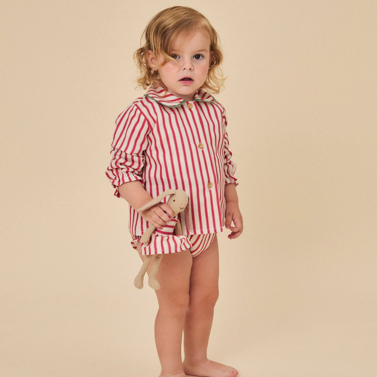 <Birinit Petit> Red stripes blouse（18M-6Y）