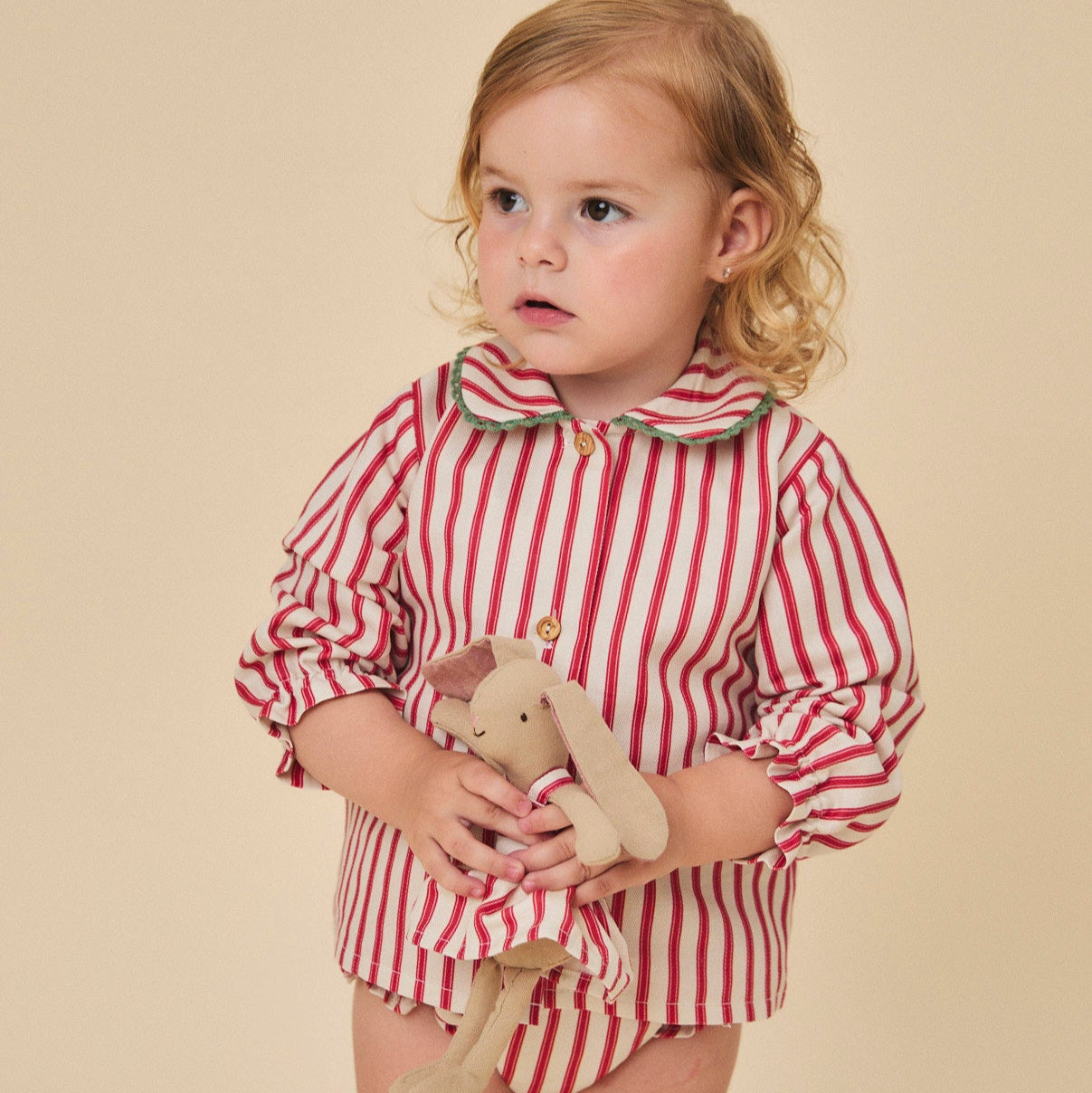 <Birinit Petit> Red stripes blouse（18M-6Y）