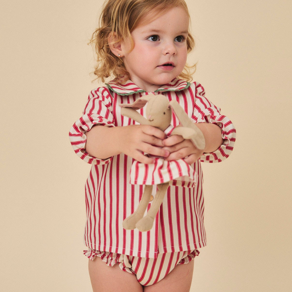 <Birinit Petit> Red stripes blouse（18M-6Y）