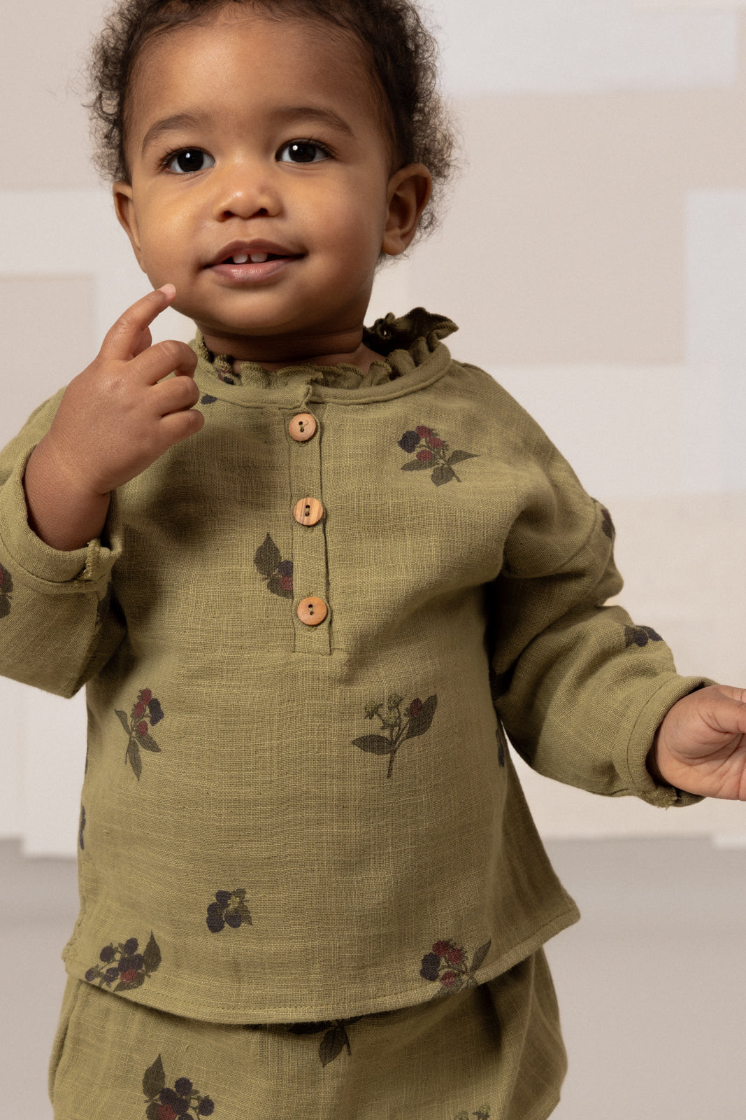 <STUDIO BOHEME PARIS> OLYMPE BLOUSE - GREEN ALOE / BLACKBERRIES