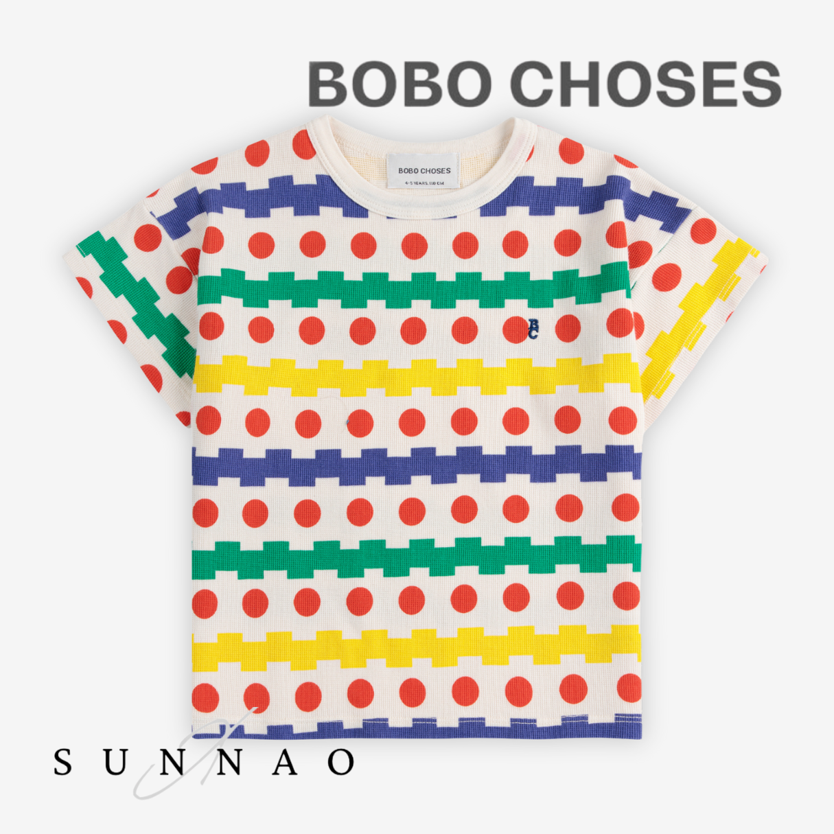 <BOBO CHOSES>Geometric all over waffle T-shirt