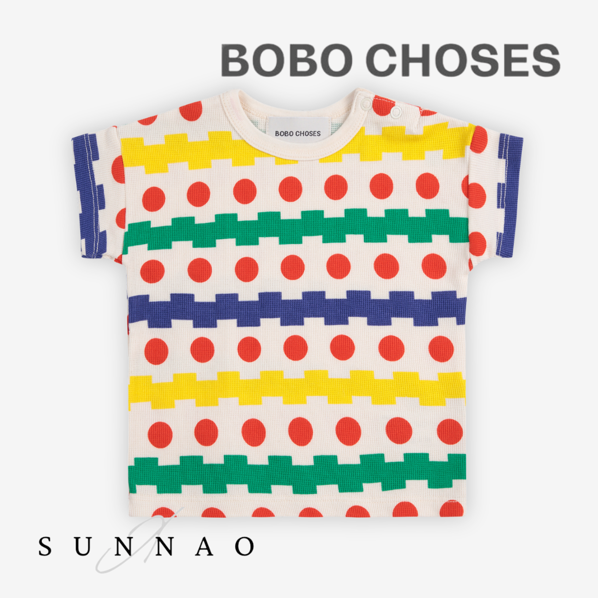 <BOBO CHOSES>Geometric all over waffle T-shirt