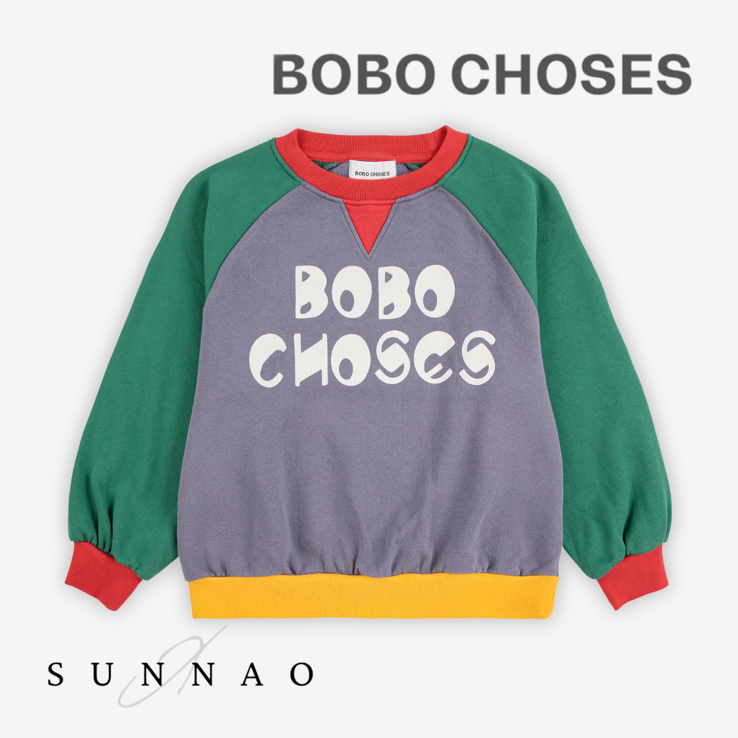 <BOBO CHOSES> Bobo Choses color block ranglan sweatshirt
