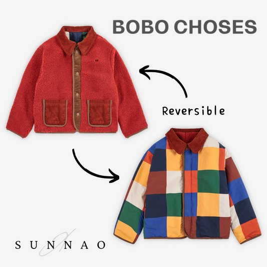 <BOBO CHOSES> Multicolor Tiles reversible sheepskin jacket