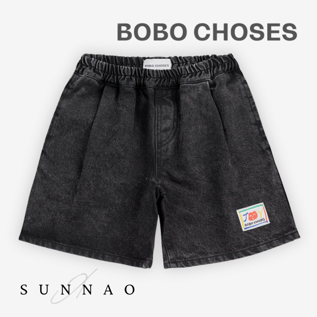 Smiling black denim bermuda shorts (2-7Y)