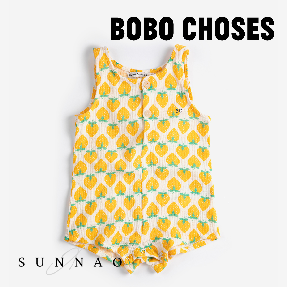 <BOBO CHOSES> Strawberry all over  woven playsuit