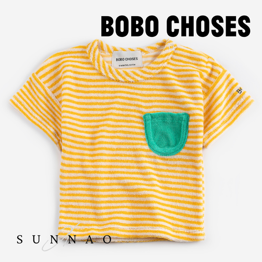 <BOBO CHOSES> Yellow Stripes terry cloth sweatshirt
