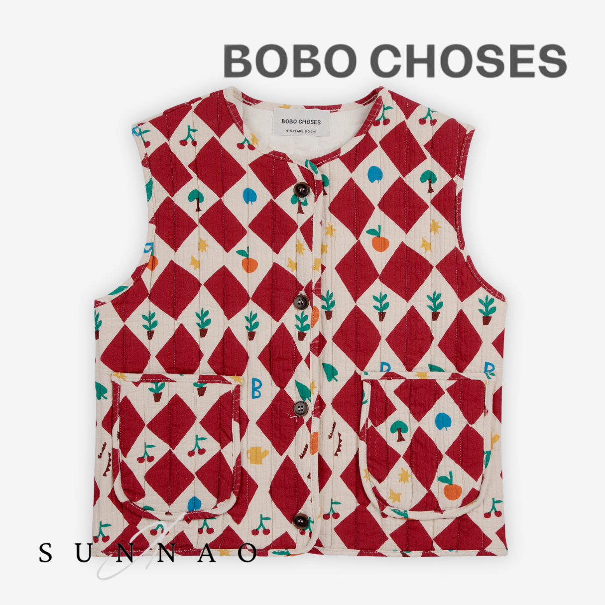 Harlequin all over quilted vest (2-7Y)