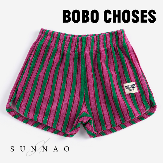 <BOBO CHOSES> Striped terry cloth shorts　