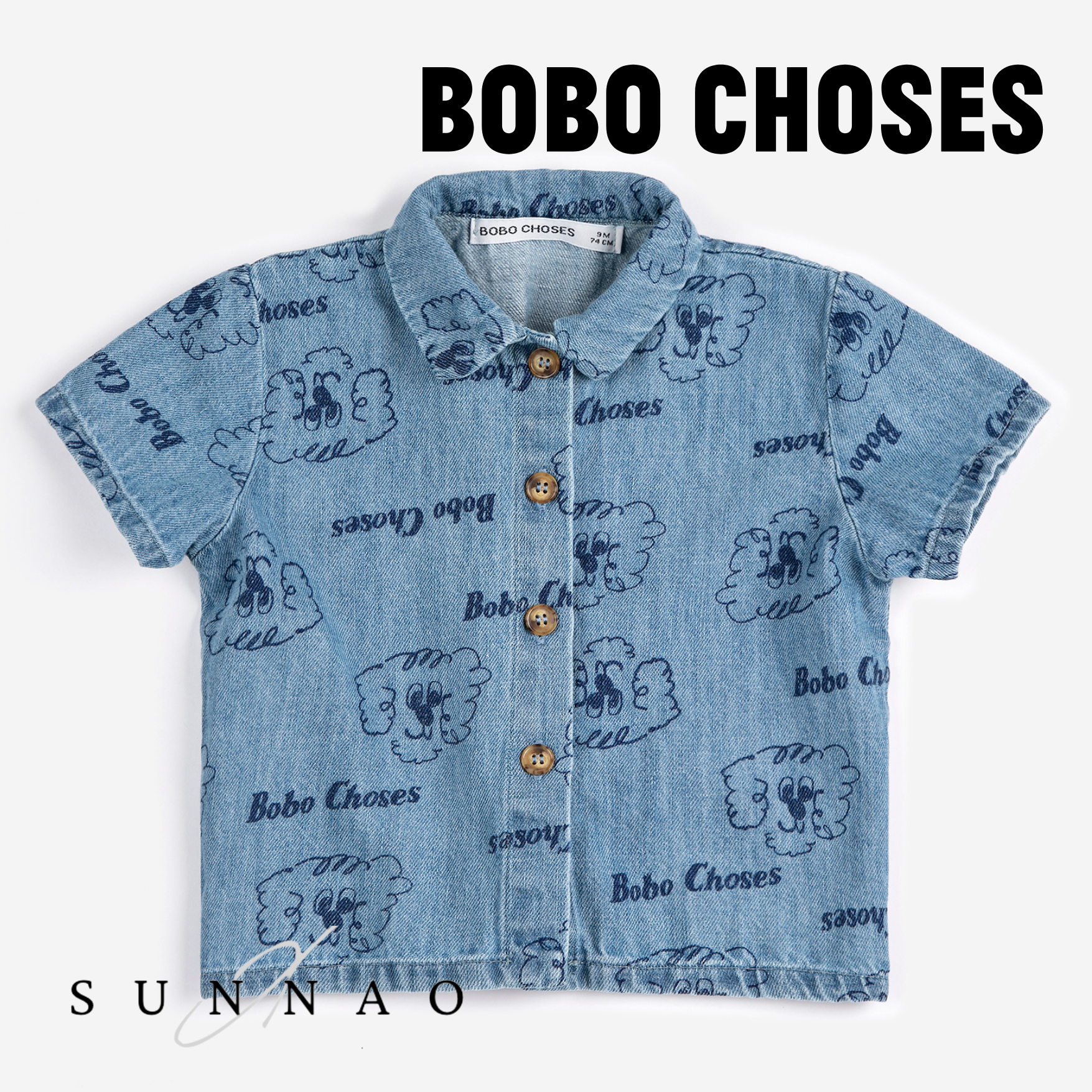 <BOBO CHOSES> Pickle The Dog all over denim shirt