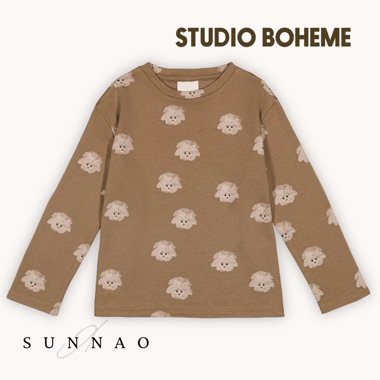 <STUDIO BOHEME PARIS> ESSENTIAL T-SHIRT - MOCHA / DOGS