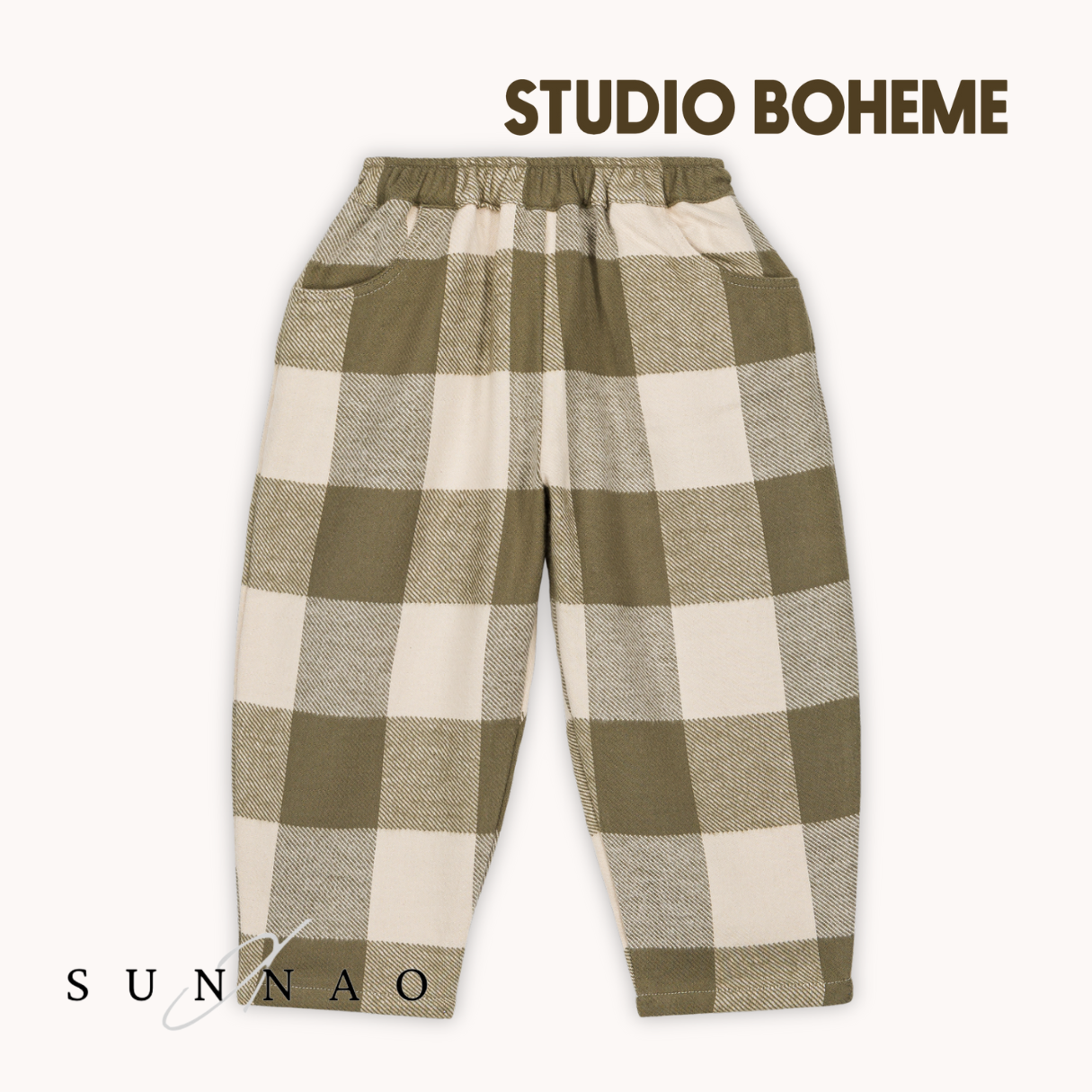 <STUDIO BOHEME PARIS> CARROT PANTS - KAKI GINGHAM