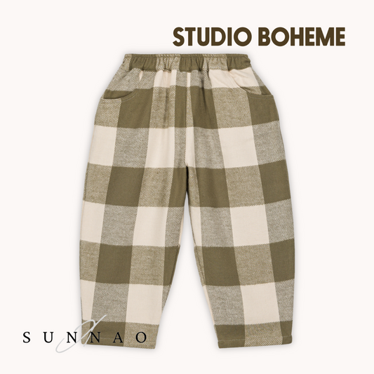 <STUDIO BOHEME PARIS> CARROT PANTS - KAKI GINGHAM