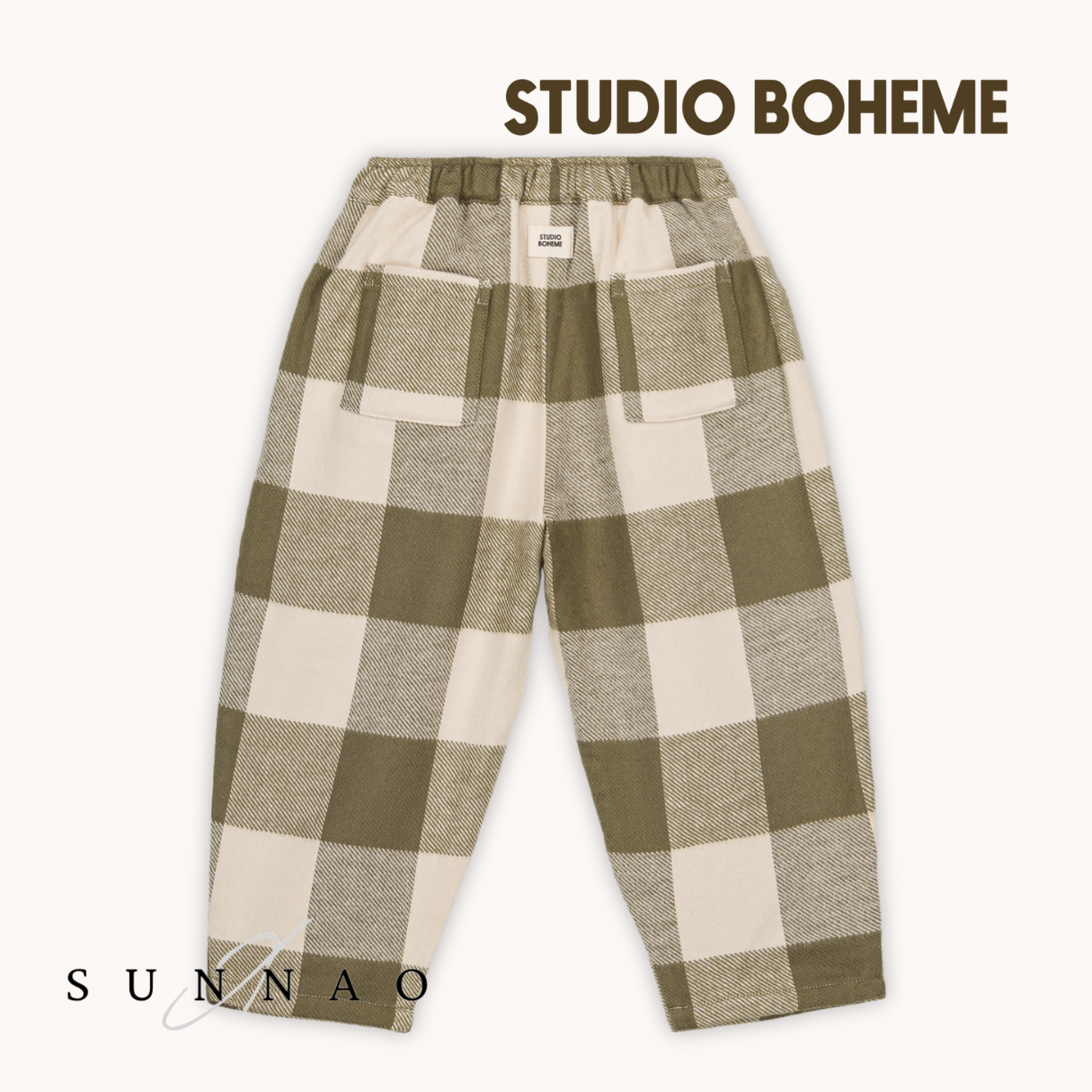 <STUDIO BOHEME PARIS> CARROT PANTS - KAKI GINGHAM
