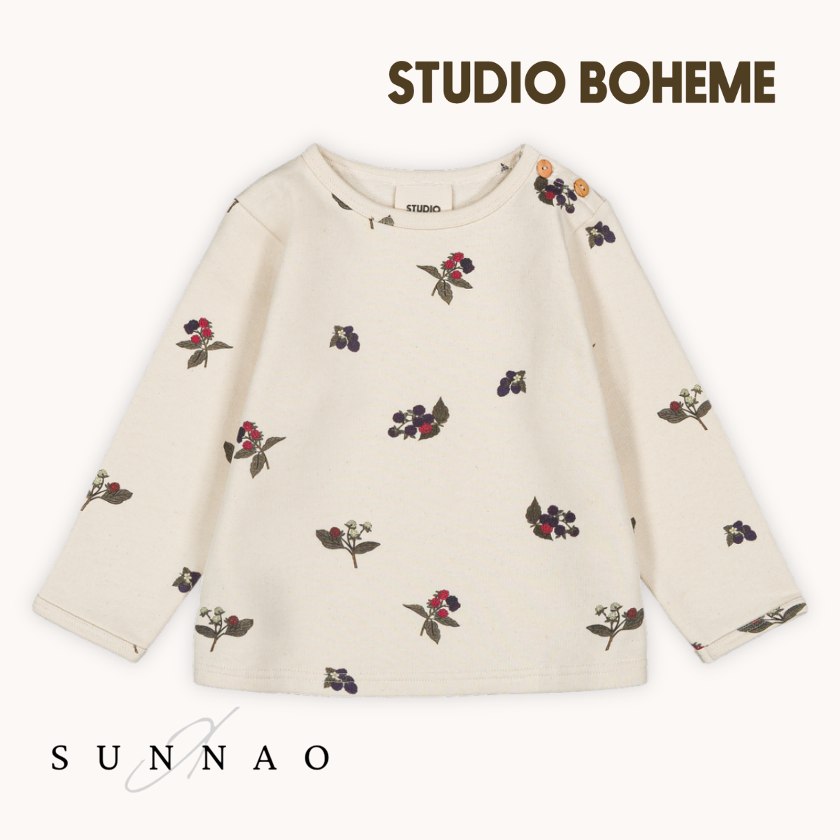 <STUDIO BOHEME PARIS> NOÉ SWEAT-SHIRT - ECRU / BLACKBERRIES