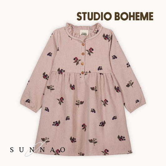<STUDIO BOHEME PARIS> VERMONT DRESS - LIGHT MAUVE / BLACKBERRIES