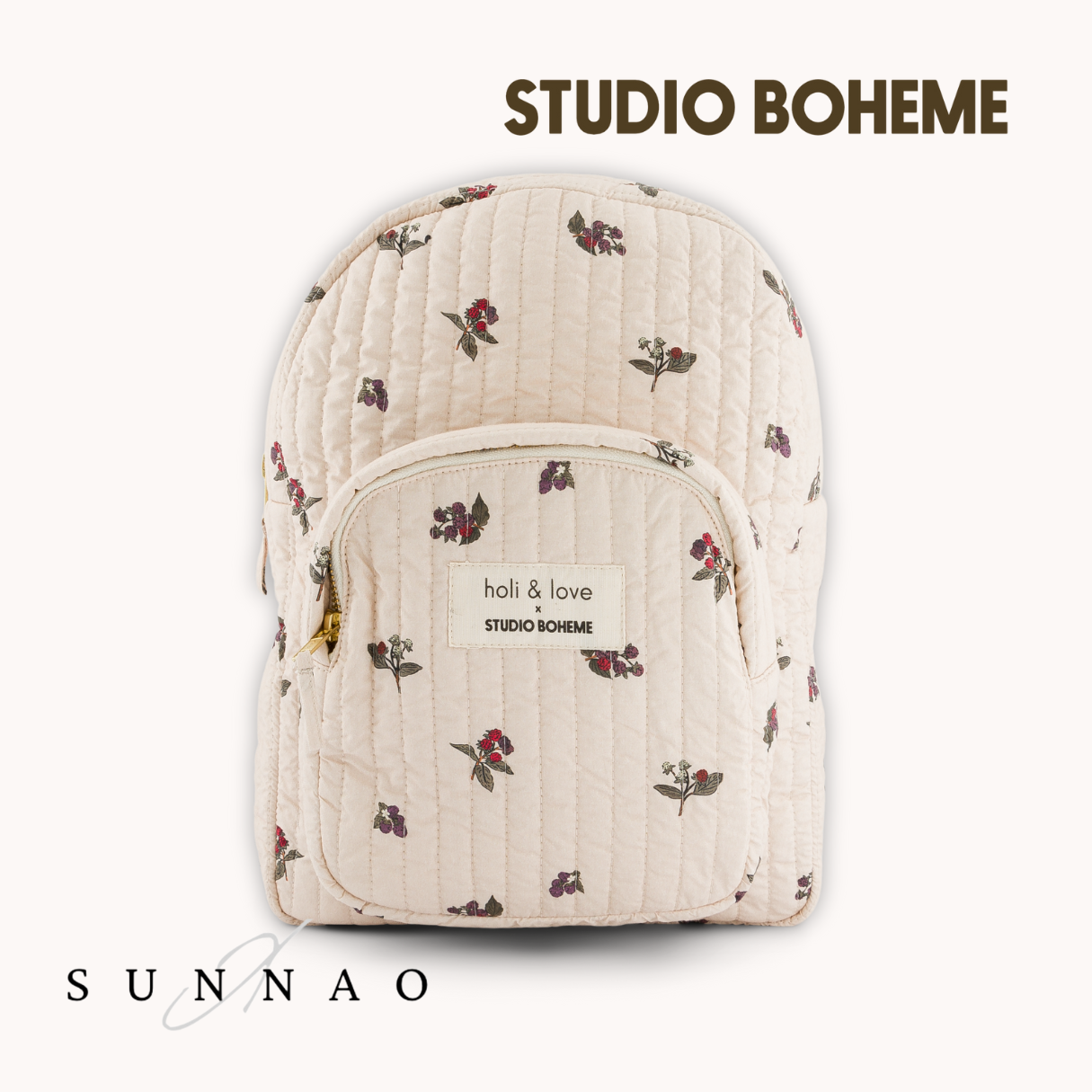 <STUDIO BOHEME PARIS> KIDS BAG - ECRU / BLACKBERRIES