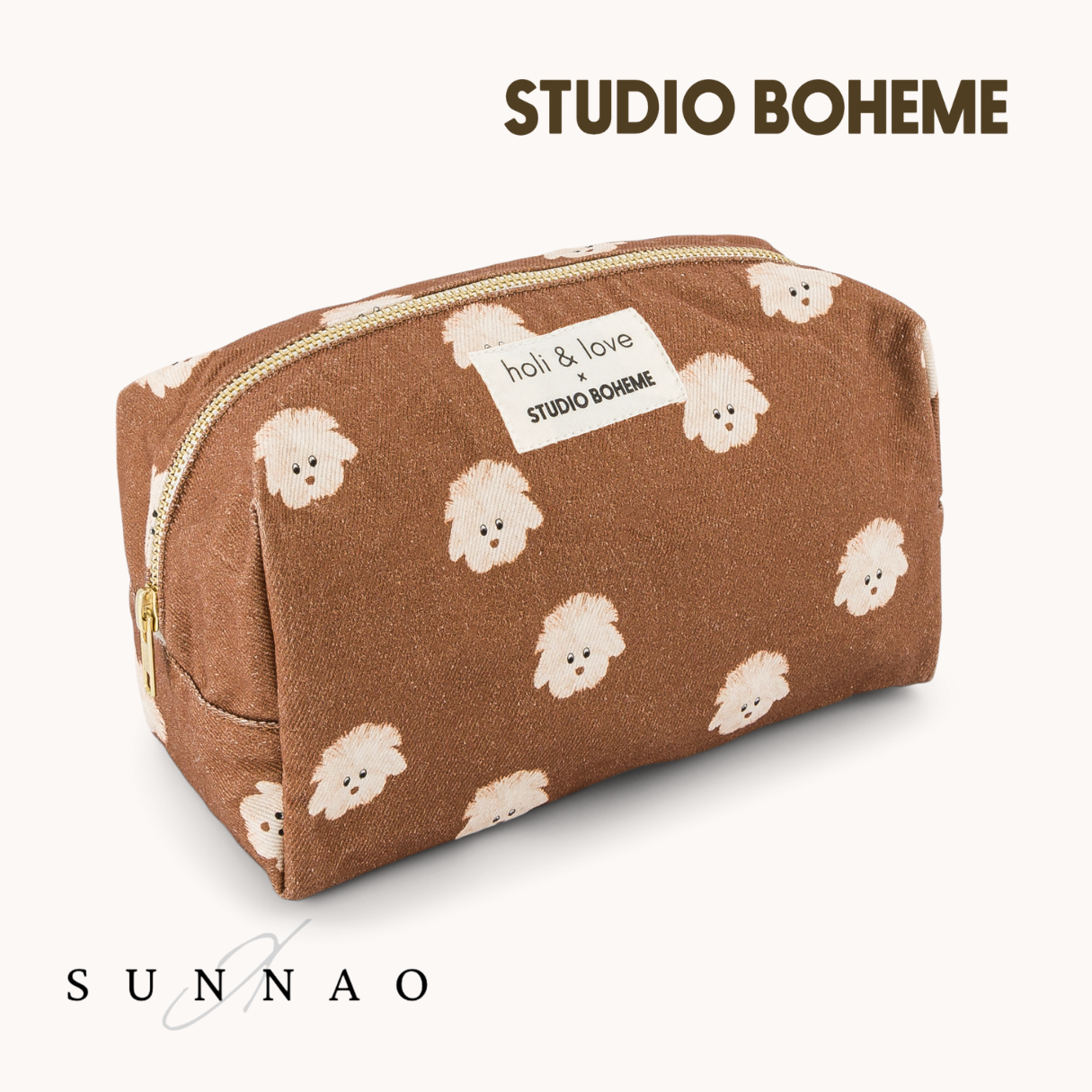 <STUDIO BOHEME PARIS> TOILETRY BAG - MOCHA / DOG