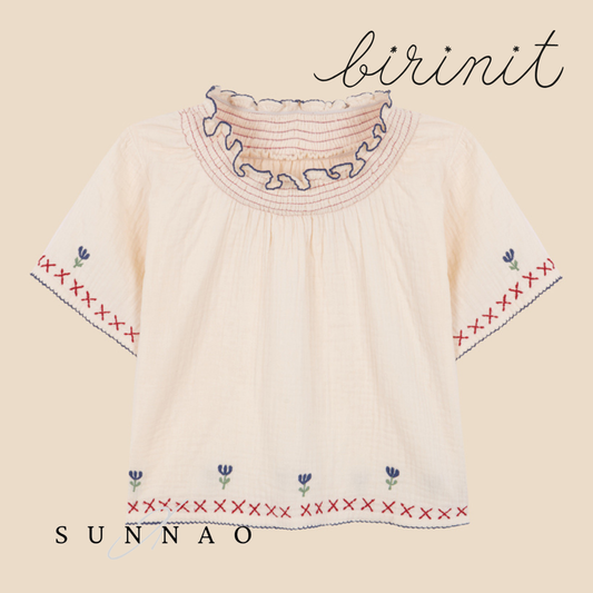 <Birinit Petit> Tulipano embroidered blouse
