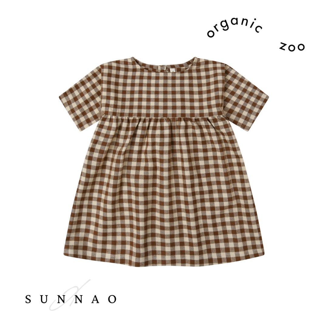 <Organic zoo>Chestnut Gingham Gather Dress（1Y-4Y）