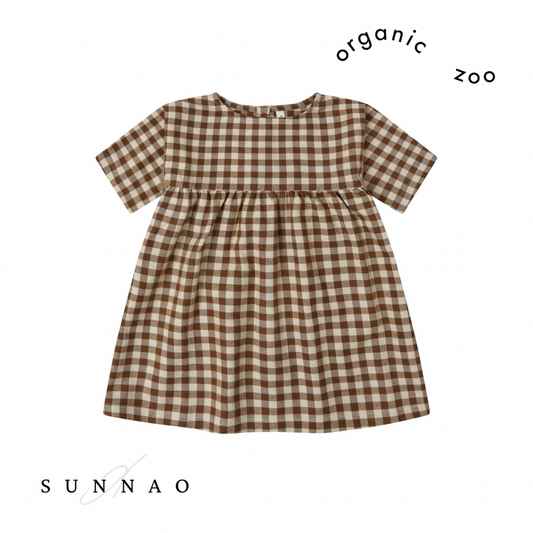 <Organic zoo>Chestnut Gingham Gather Dress（1-4Y）