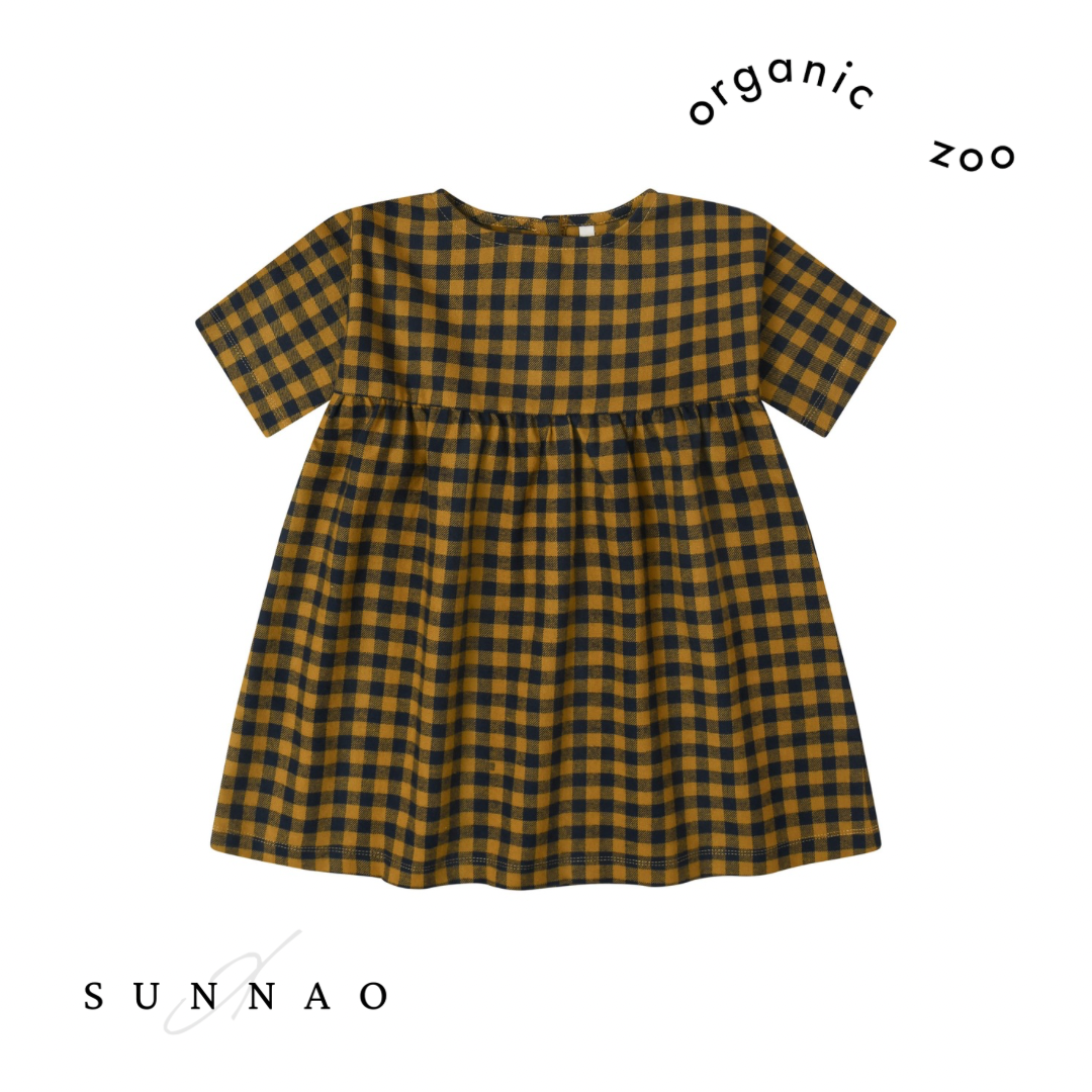 <Organic zoo>Blueberry Gingham Gather Dress（1Y-4Y）