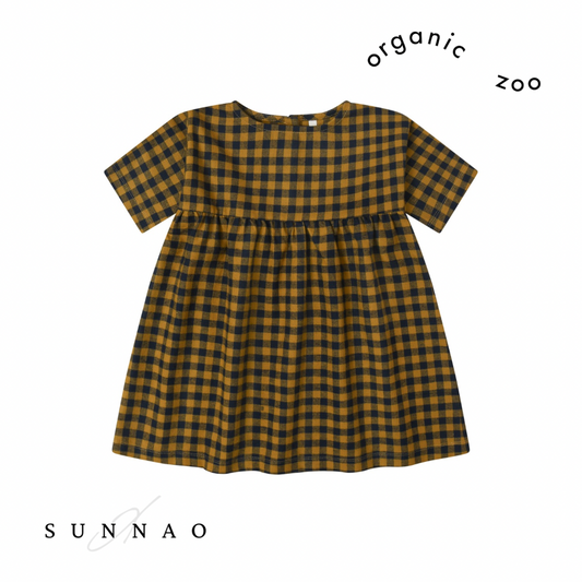 <Organic zoo>Blueberry Gingham Gather Dress（1Y-4Y）