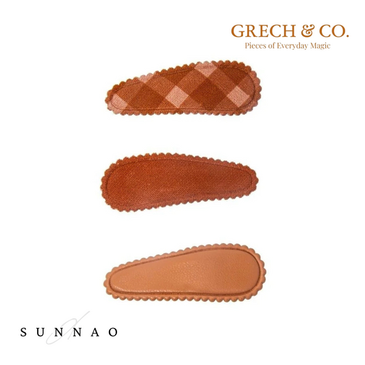 <GRECH&CO.> FABRIC SNAP HAIR CLIPS - SUNSET GINGHAM