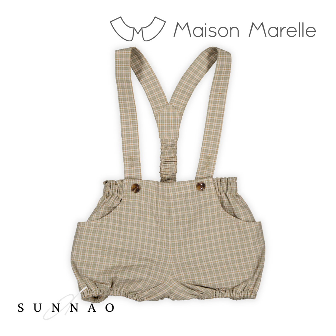 【予約／5月末お届け】<Maison marelle> Bloomer straps TERNES - check green& caramel-Maison marelle-SUNNAO