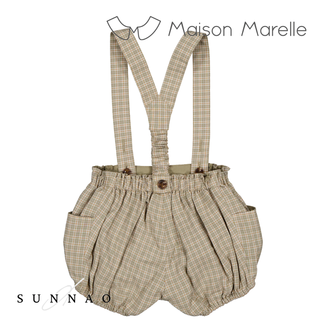 【予約／5月末お届け】<Maison marelle> Bloomer straps TERNES - check green& caramel-Maison marelle-SUNNAO