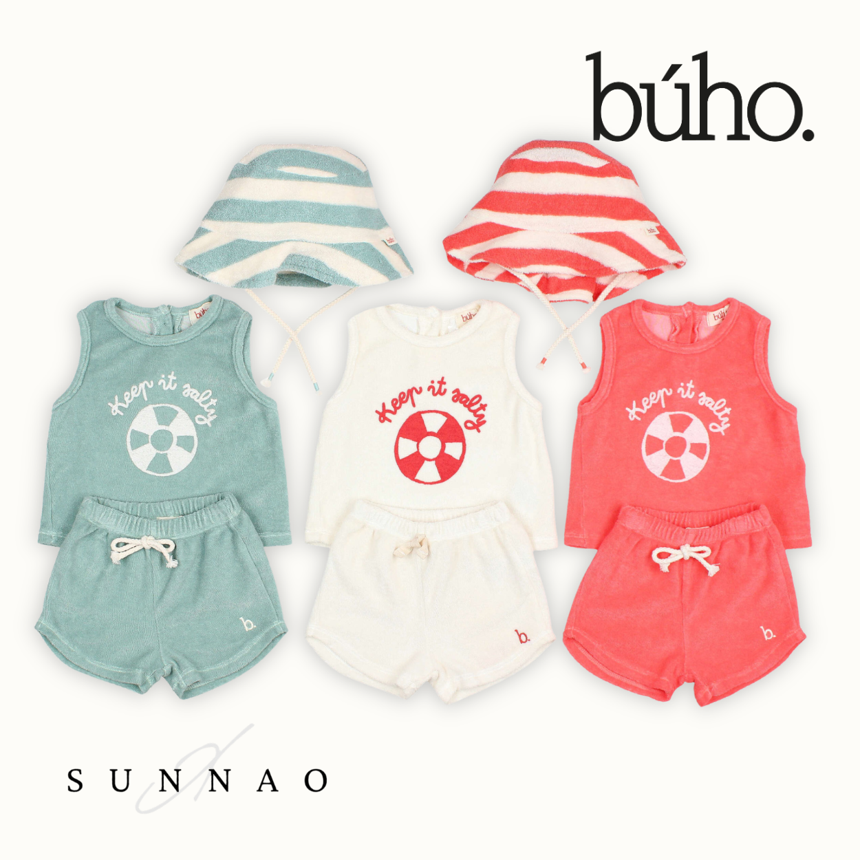 <Buho> BB TERRY STRIPES HAT - CORAL