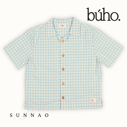 <Buho> GINGHAM SHIRT - AQUA