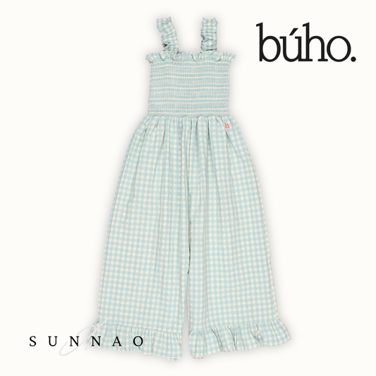 <Buho> GINGHAM JUMPSUIT - AQUA