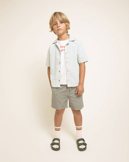 <Buho> GINGHAM SHIRT - AQUA