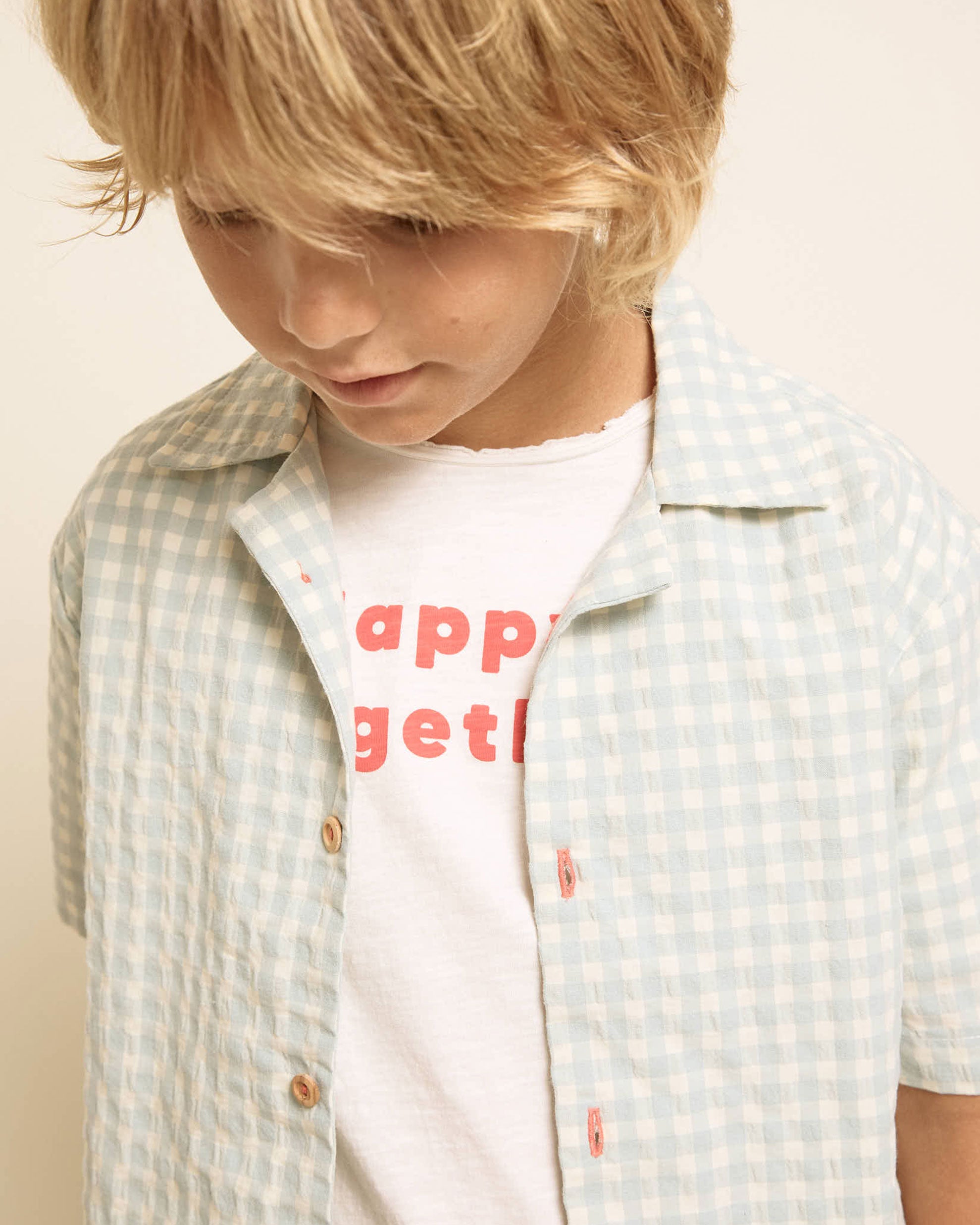 <Buho> GINGHAM SHIRT - AQUA