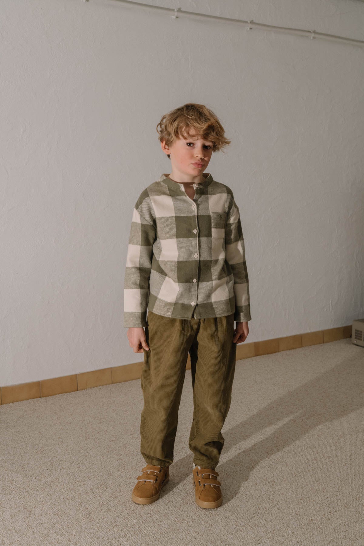 <STUDIO BOHEME PARIS> JIM SHIRT - KAKI GINGHAM