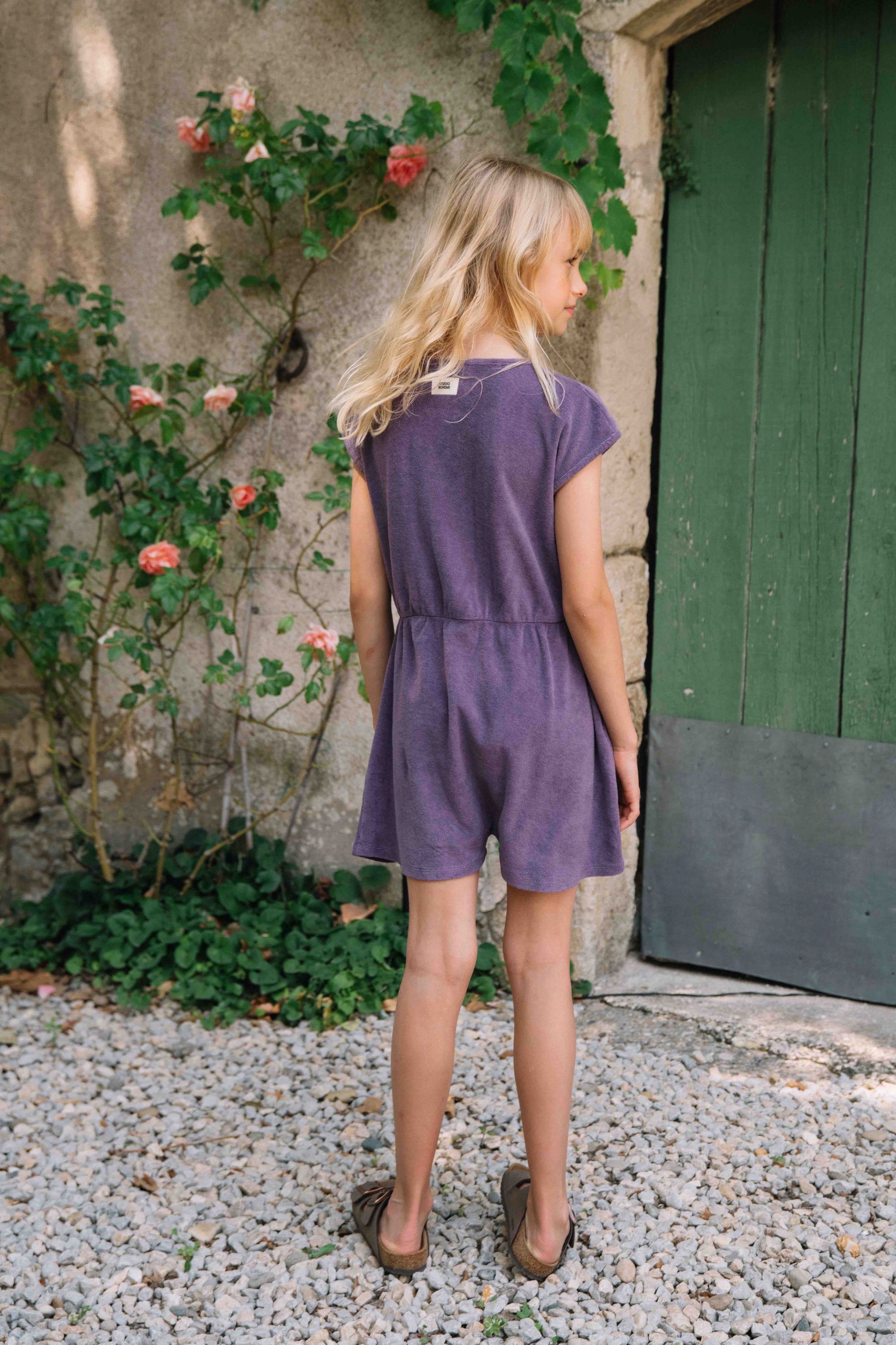 【予約／送料無料】<STUDIO BOHEME PARIS> GIRL JUMPSUIT LOULOU - GRAPE JAM（18M-4Y）