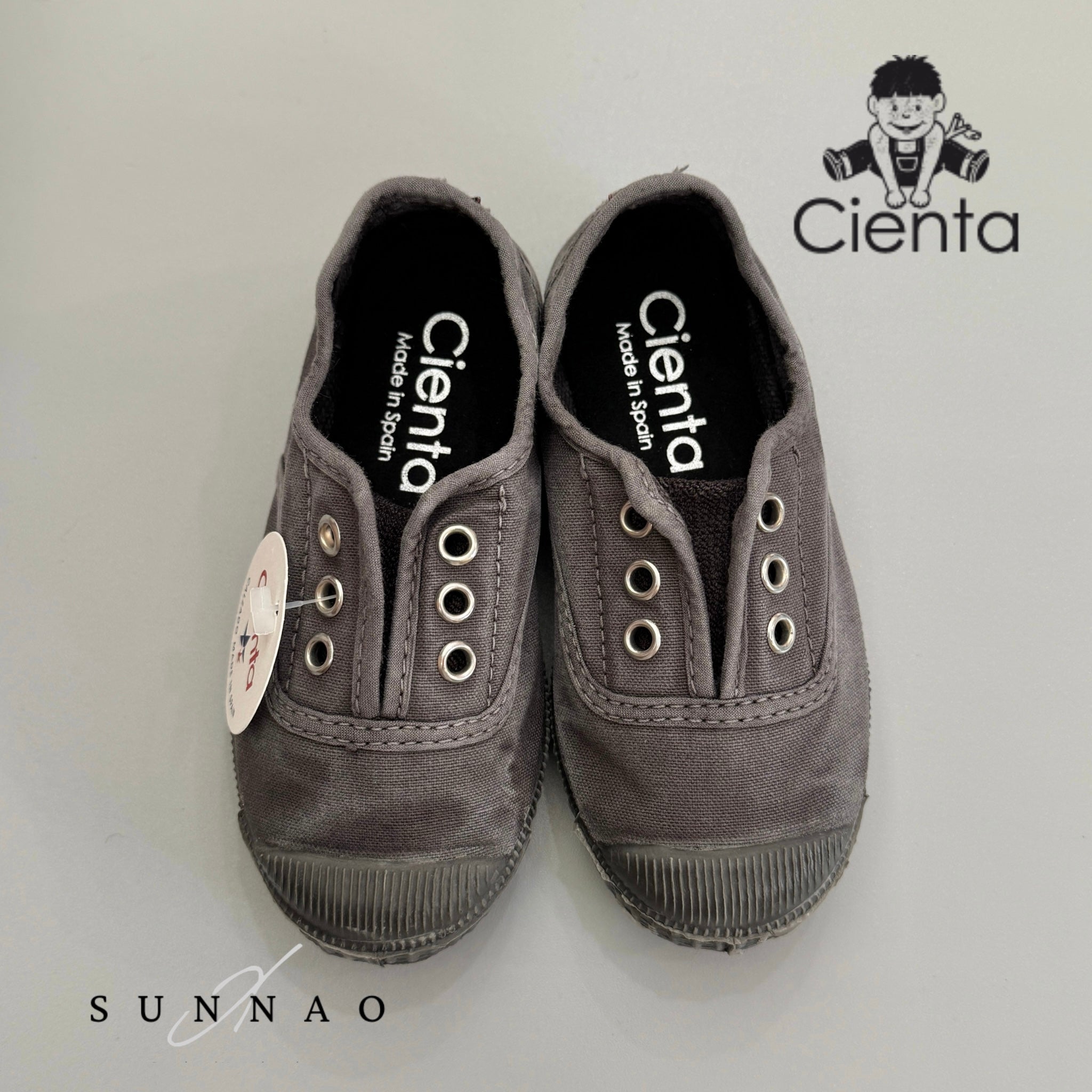 <Cienta>Deck shoes black sole - BLACK 70777