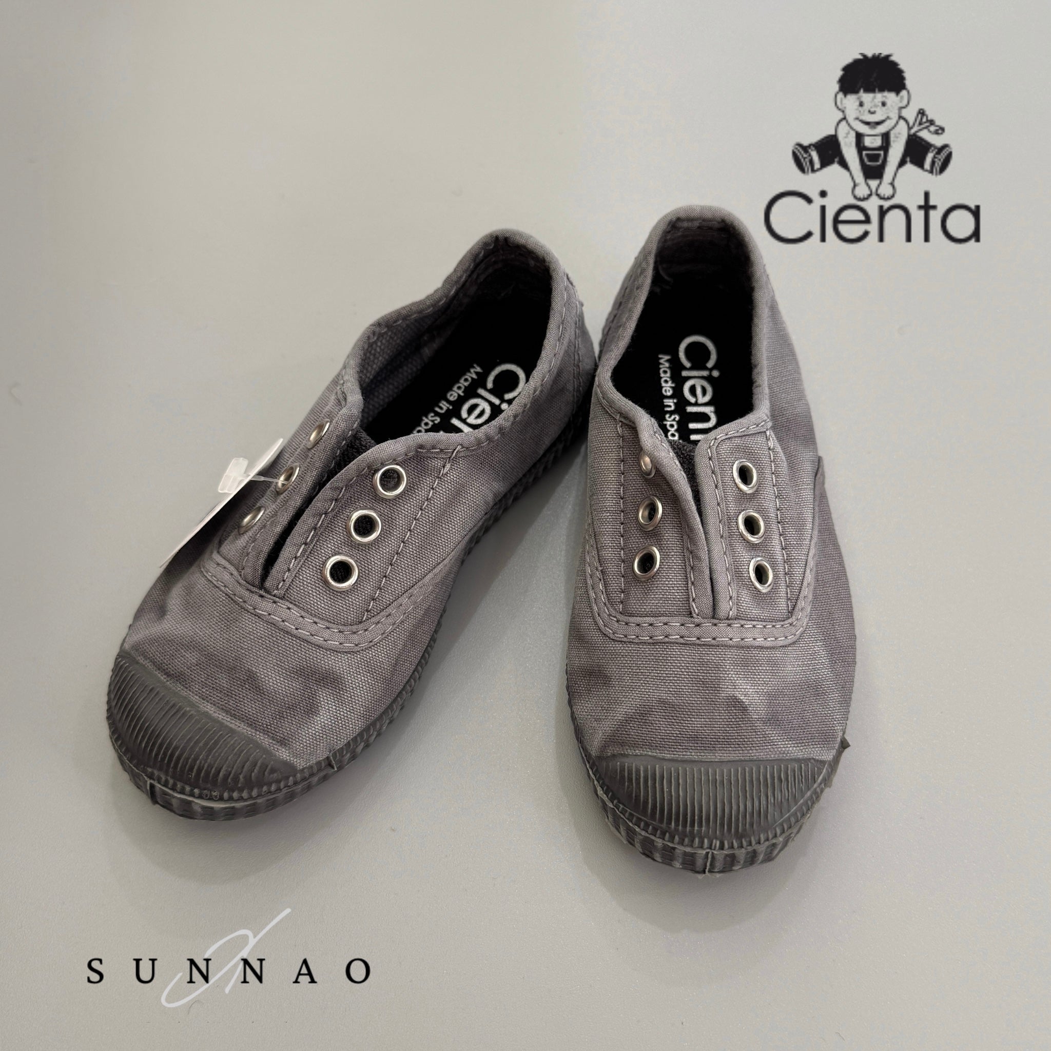 <Cienta>Deck shoes black sole - GRAY N70777