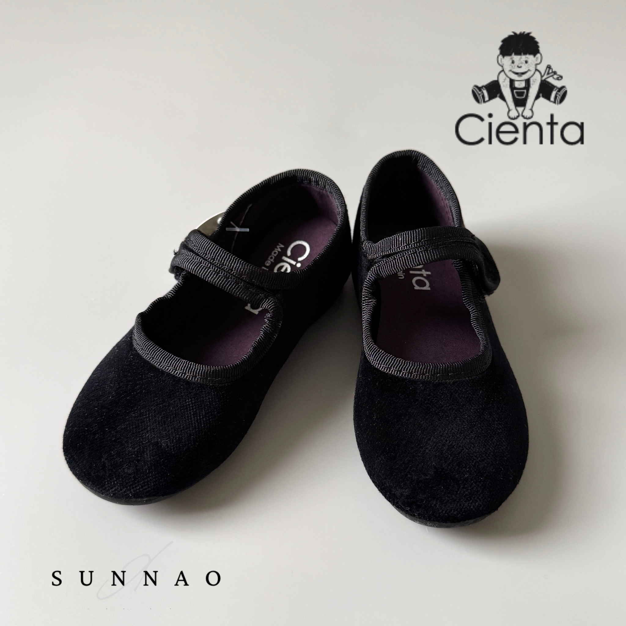 <Cienta>Velour formal strap shoes - NEGRO 500075