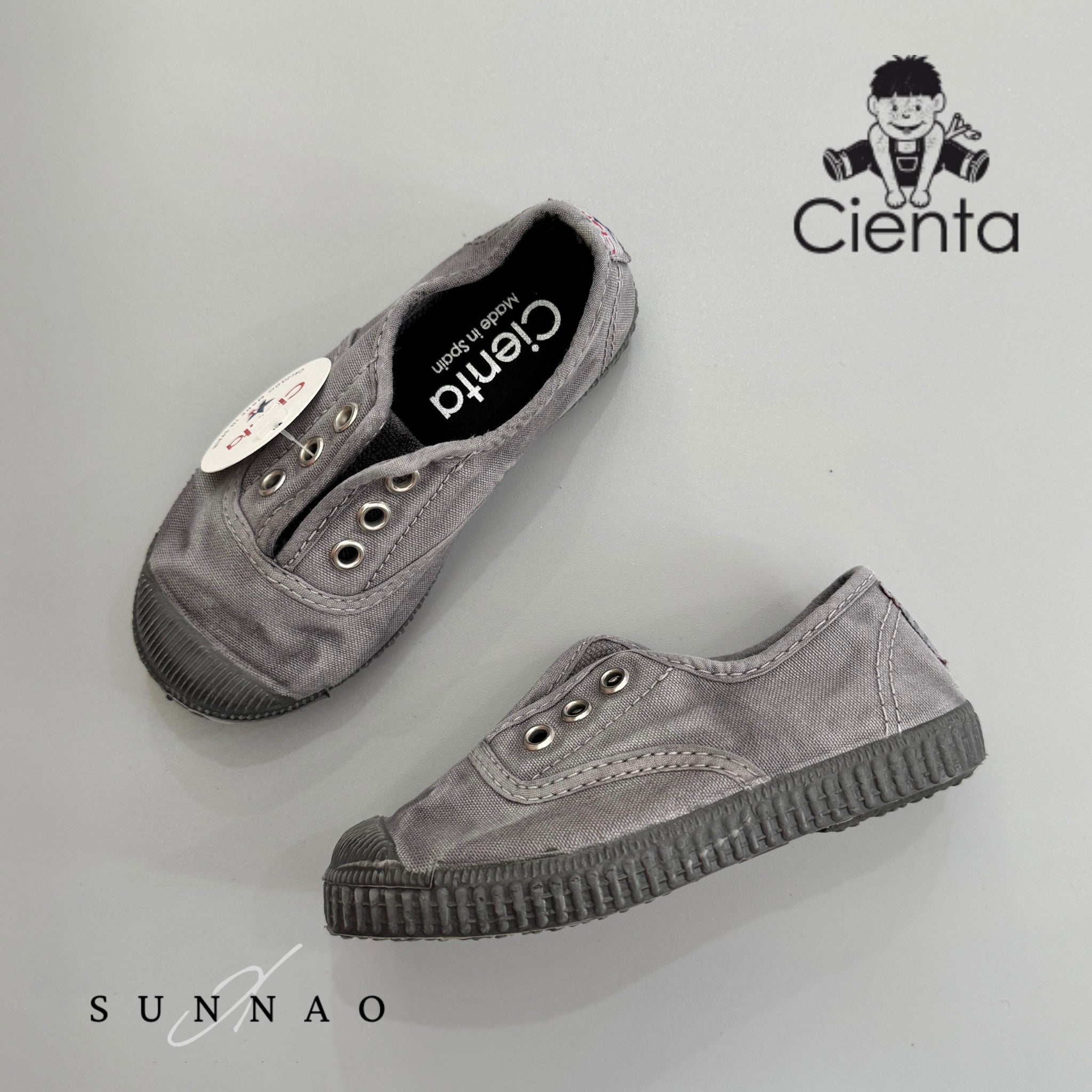 <Cienta>Deck shoes black sole - GRAY N70777