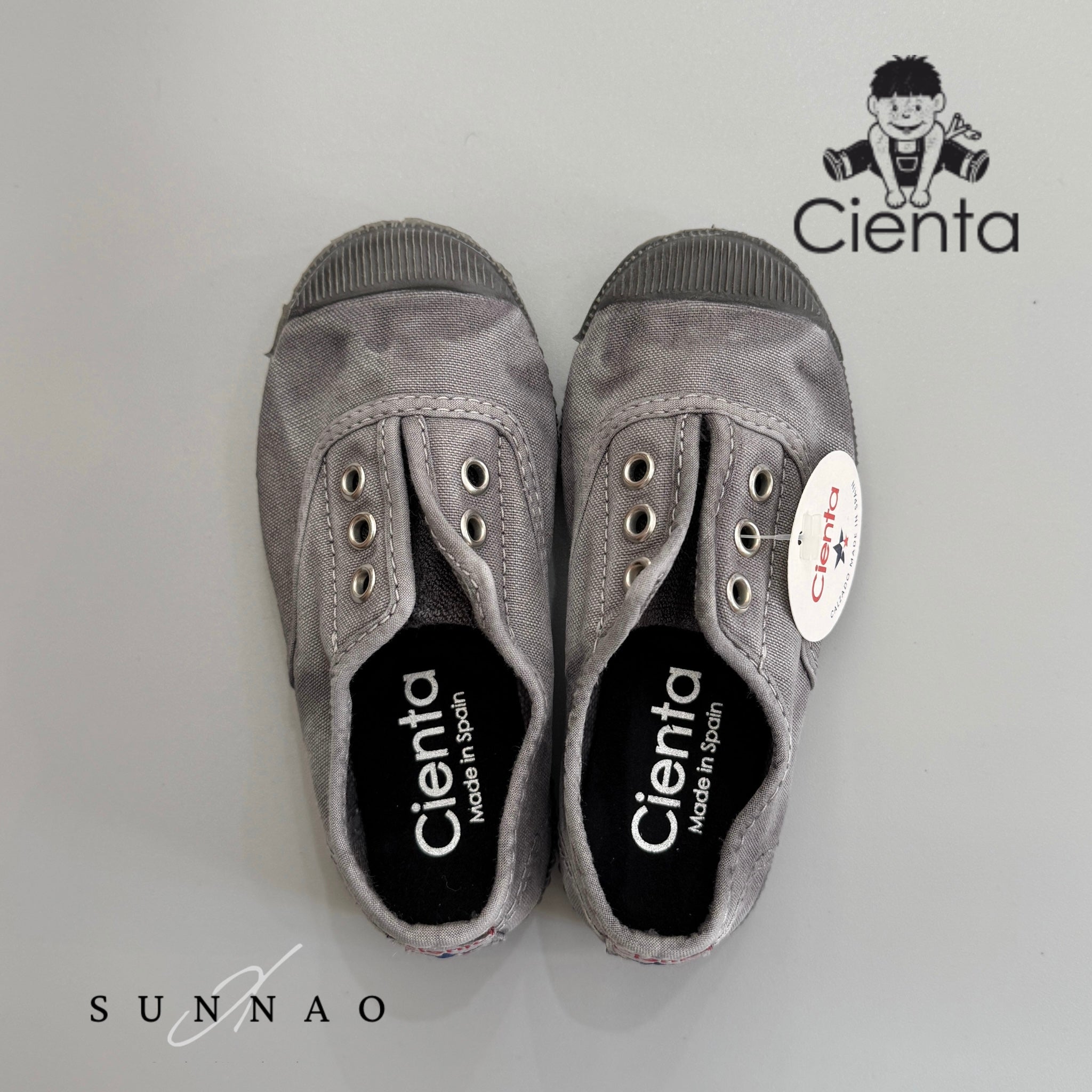 <Cienta>Deck shoes black sole - GRAY N70777