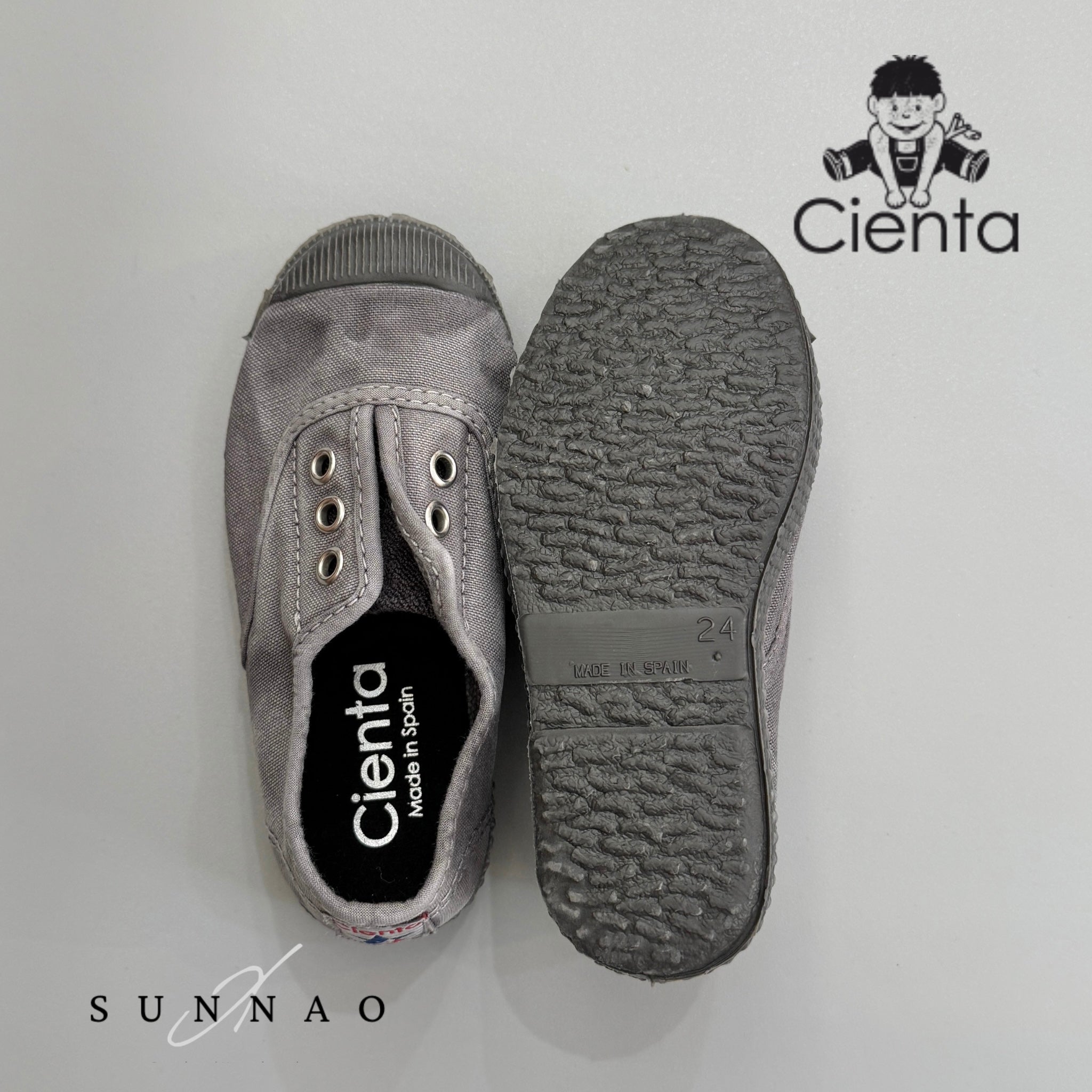 <Cienta>Deck shoes black sole - GRAY N70777