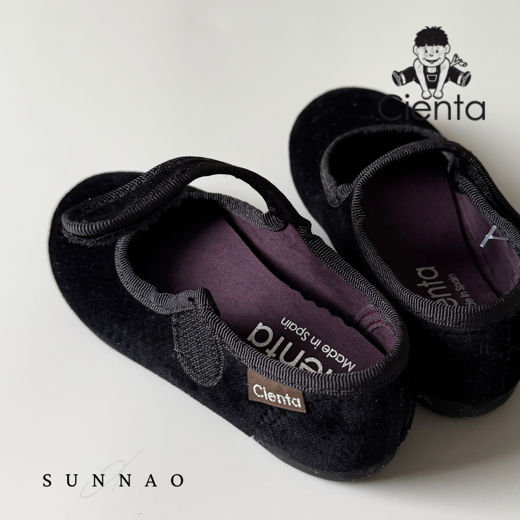 <Cienta>Velour formal strap shoes - NEGRO 500075