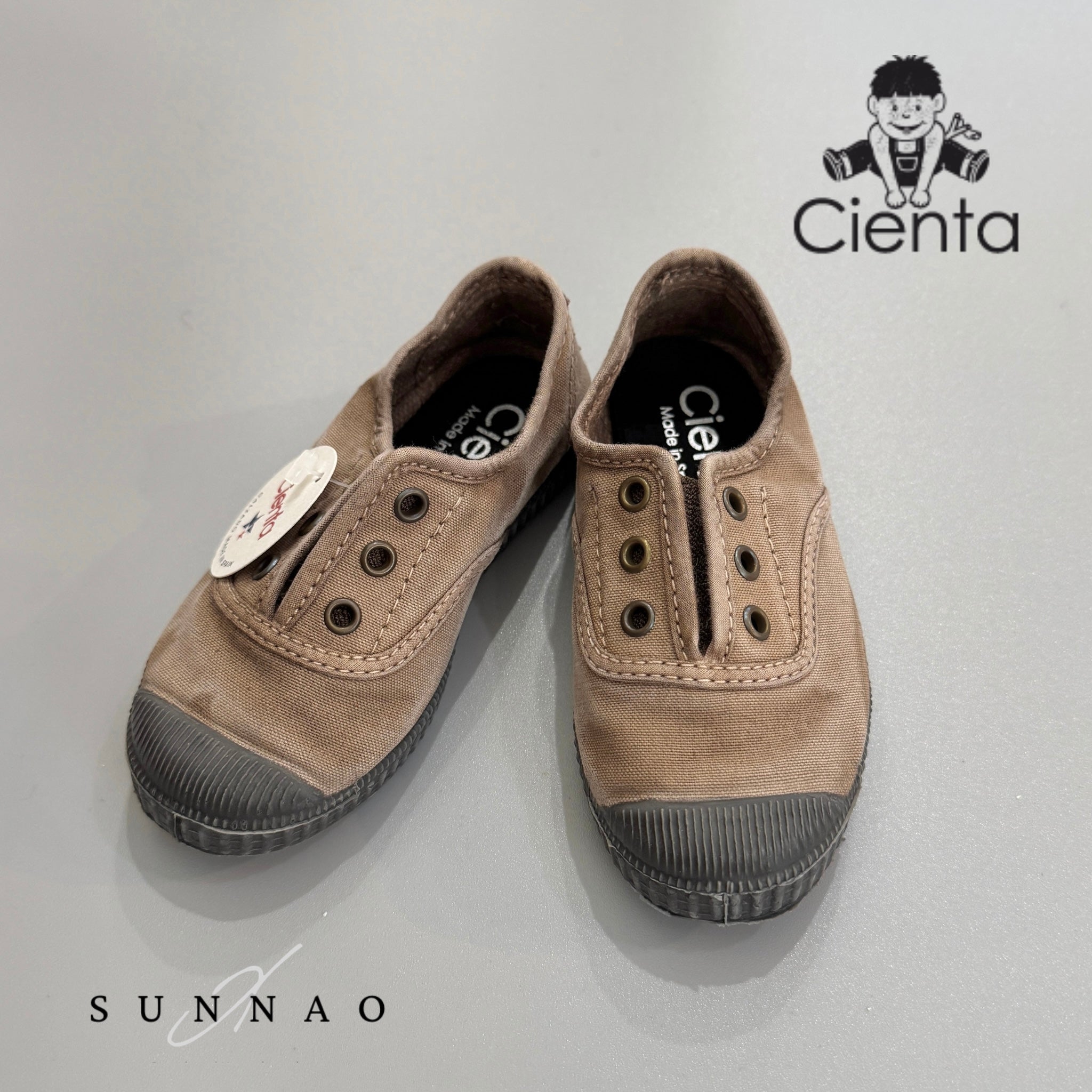 <Cienta>Deck shoes black sole - BEIGE 70777