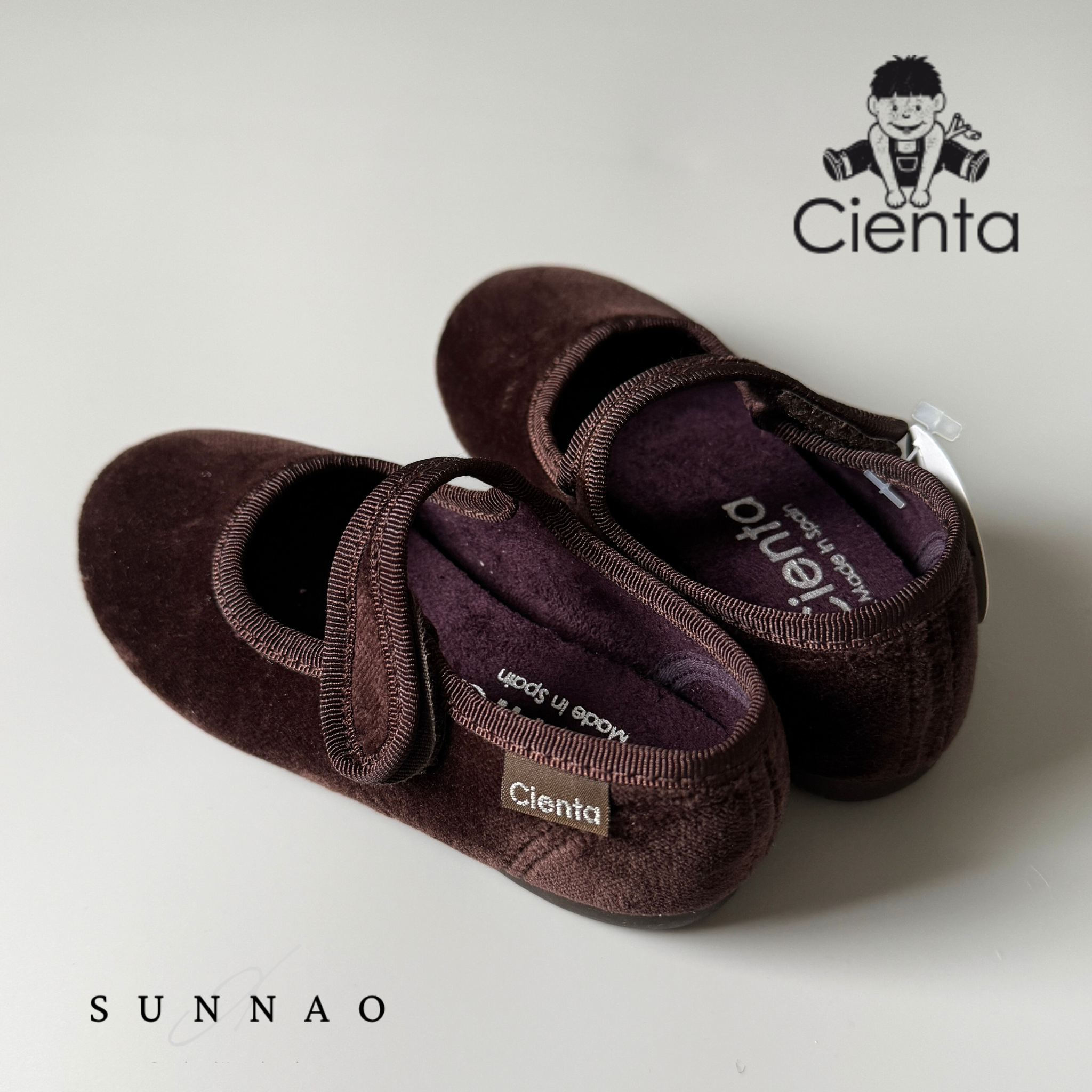 <Cienta>Velour formal strap shoes - BROWN 500075