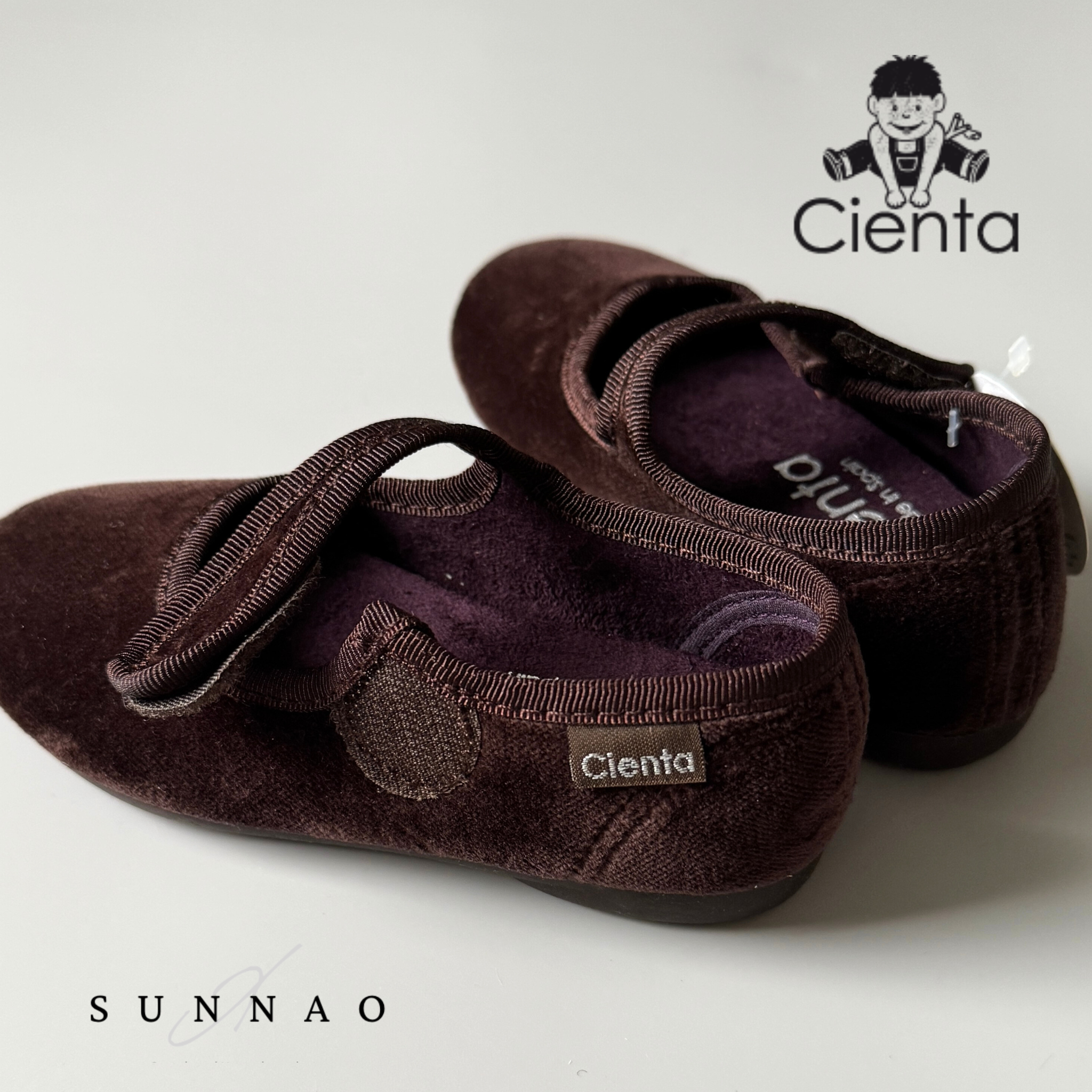 <Cienta>Velour formal strap shoes - BROWN 500075