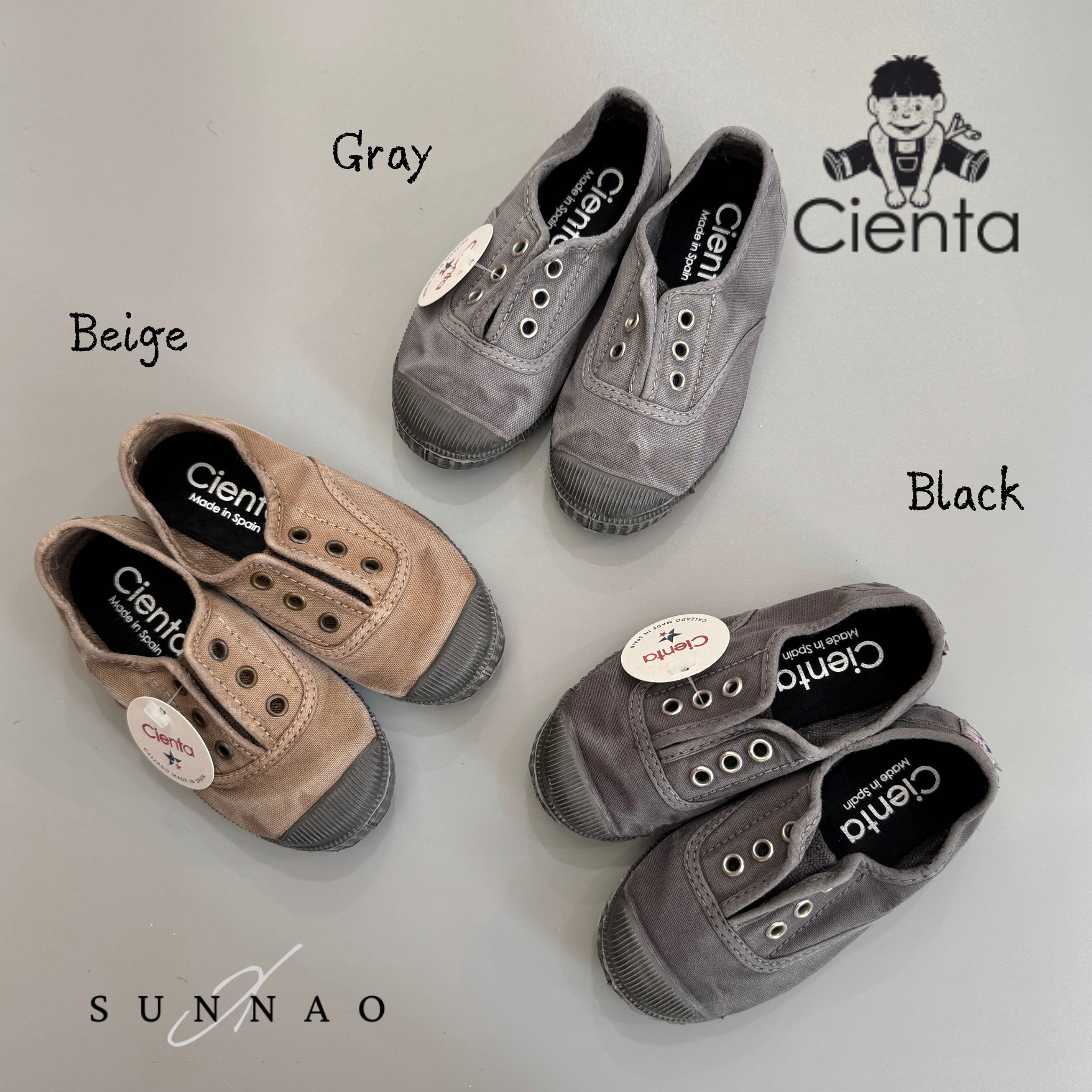 <Cienta>Deck shoes black sole - BLACK 70777