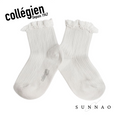 갤러리 뷰어로 이미지로드, <Collégien>  Lili Lace Trim Ribbed Ankle Socks  - Blanc Neige
